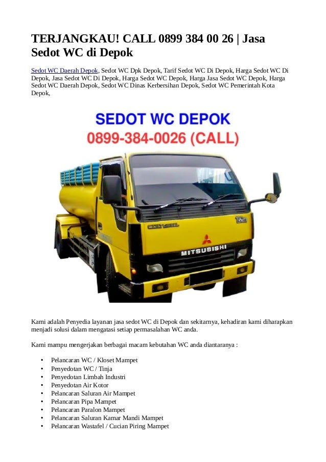 Terjangkau Call 0899 384 00 26 Jasa Sedot Wc Di Depok