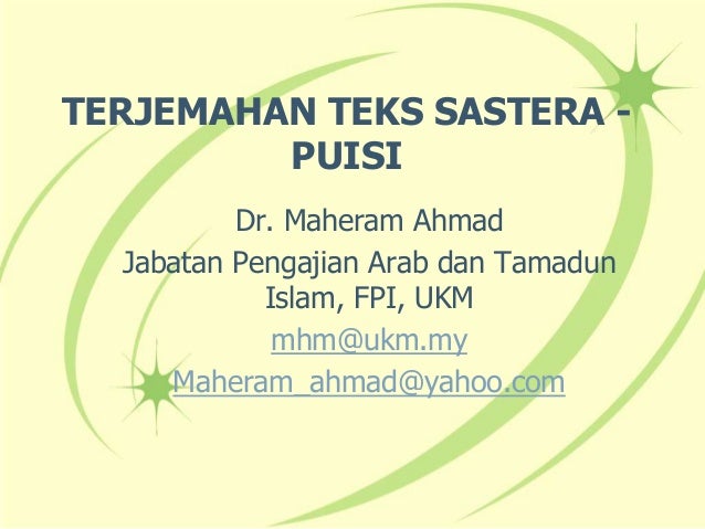Terjemahan teks sastera puisi Terjemahan teks sastera puisi