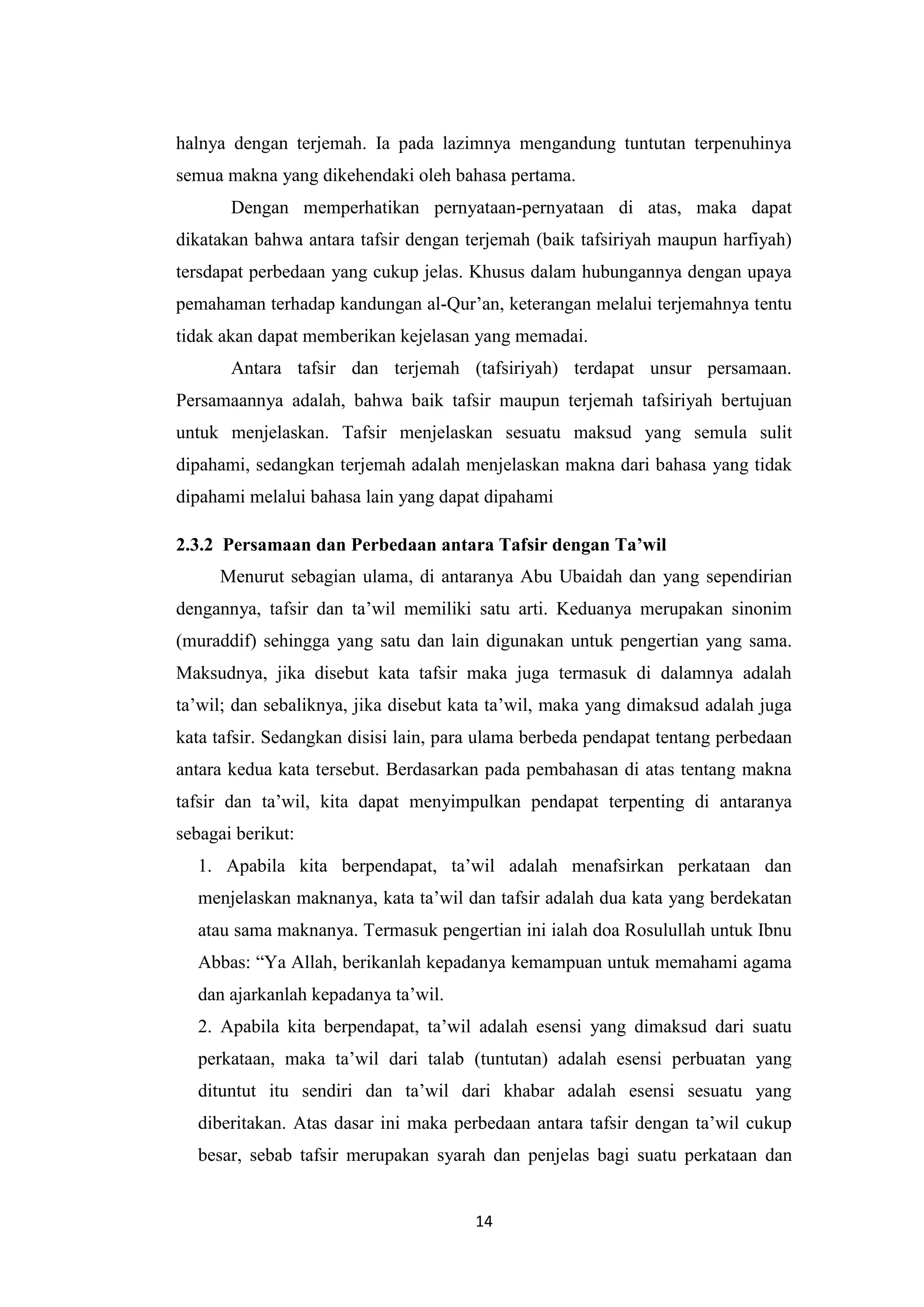 Terjemah, tafsir dan ta'wil | DOCX