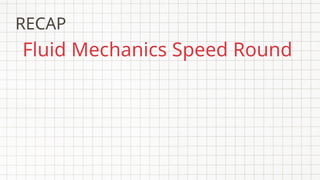 RECAP
Fluid Mechanics Speed Round
 