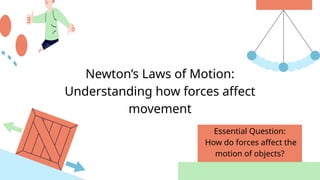 Newton’s Laws of Motion:
Understanding how forces affect
movement
Essential Question:
How do forces affect the
motion of objects?
 