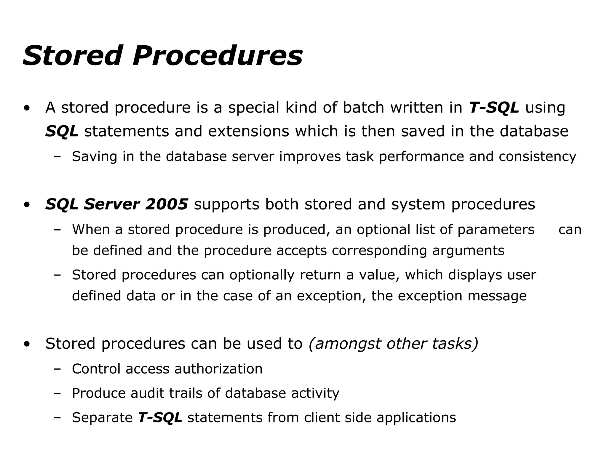 Lecture 2. MS SQL. Stored procedures. | PPT