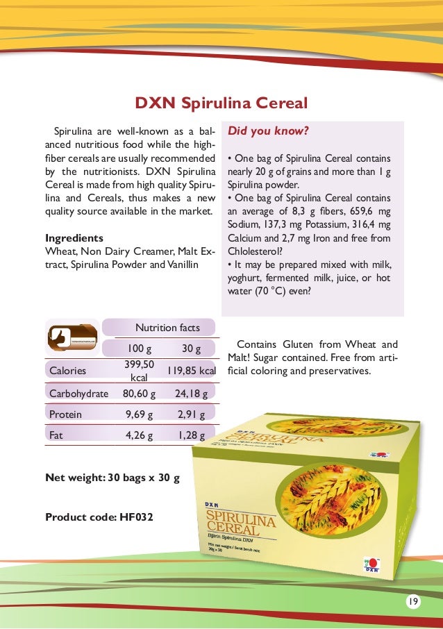 DXN Spirulina Cereal (30 sachets) healthy breakfast with Spirulina