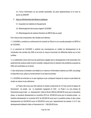 Termes de référence de l’évaluation externe Projet de renforcement institutionnel du MPCE/UCAONG financé par l’Agence Espagnole de Coopération Internationale pour le Développement (AECID) 