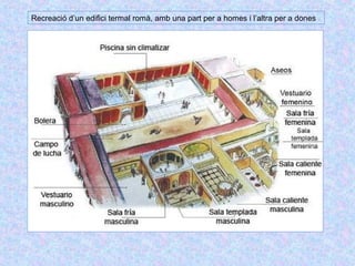 Recreació d’un edifici termal romà, amb una part per a homes i l’altra per a dones 
 