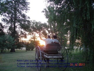 Adiós Lelito que el señor te proteja en su reino
Y desde allí puedas guiarnos como siempre los has hecho
Te amo, siempre estas en mi corazón y en cada paso que doy.
 