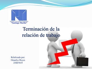 Terminación de la
relación de trabajo
Relalizado por:
Omarlys Reyes
25807019
 