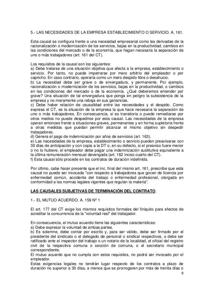 Terminacion del contrato de trabajo