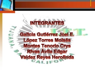INTEGRANTESGalicia Gutiérrez Joel E.López Torres MoisésMontes Tenorio CrysRivas Ávila EdgarValdez Reyes Herolinda