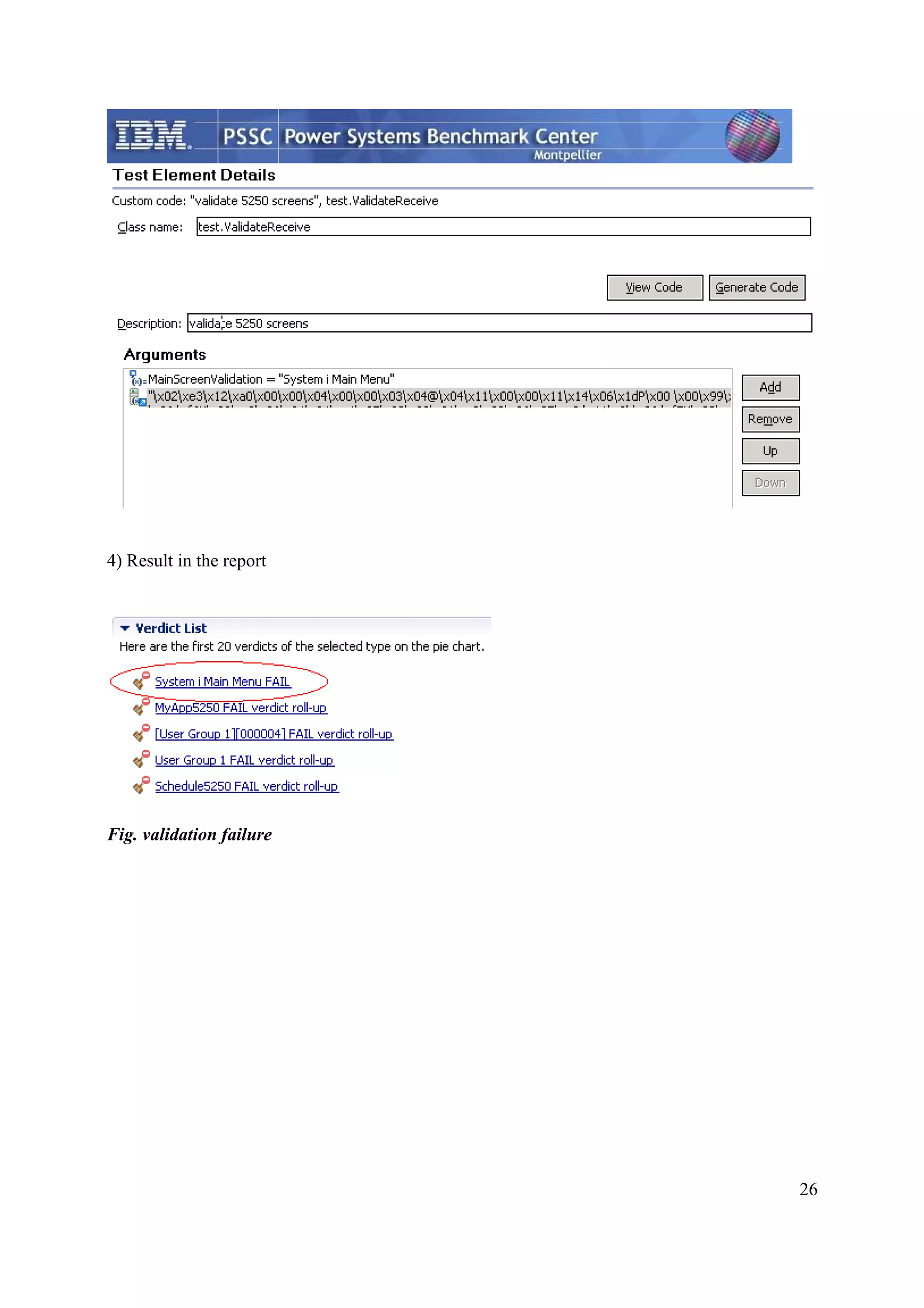 26 4) Result in the report Fig. validation failure 