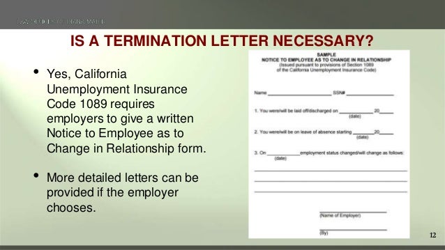 Terminating Employees in California