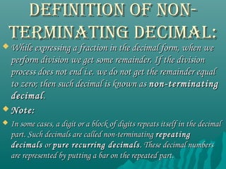 Terminating non terminating class 10 groupA | PPT
