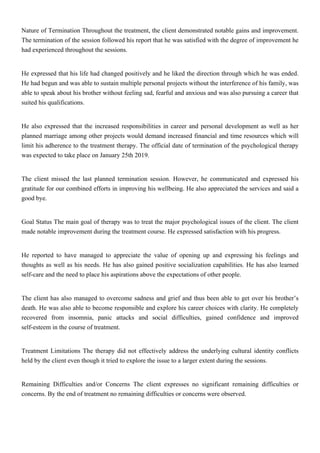 Comprehensive Termination Summary of Psychotherapy for Anxiety ...