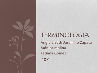 Angie Lizeth Jaramillo Zapata
Mónica molina
Tatiana Gómez
10-1
TERMINOLOGIA
 