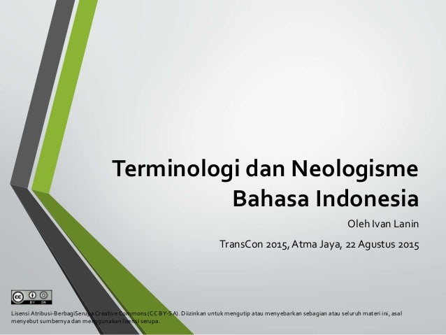 Terminologi dan Neologisme Bahasa Indonesia