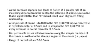 Terminologies in contact lens dimension and manufacturing of RGP lenses ...