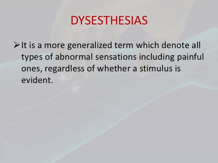 Terminologies in sensory symptoms