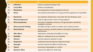 Glossary of Terms Commonly Use in Pharmacology | PDF