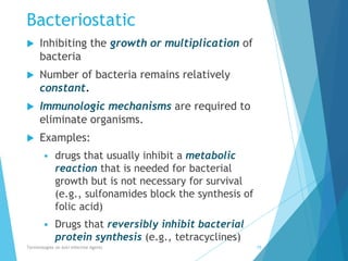 Terminologies on anti infective agents | PPTX