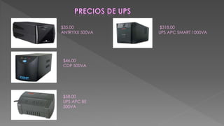 $35.00
ANTRYXX 500VA
$46.00
CDP 500VA
$58.00
UPS APC BE
500VA
$318.00
UPS APC SMART 1000VA
 