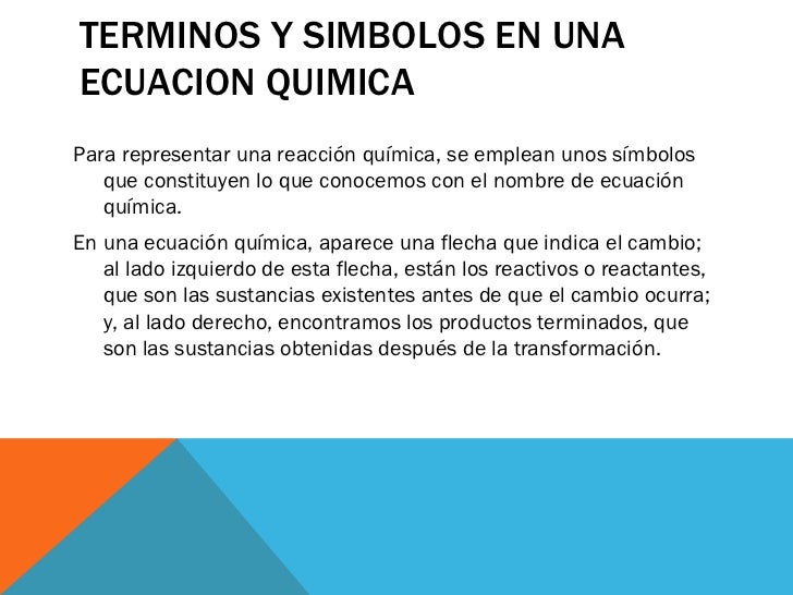 Terminos Y Simbolos En Una Ecuacion Quimica