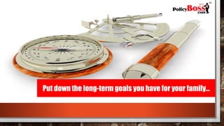 Put down the long-term goals you have for your family…
 