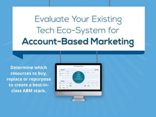 Evaluate Your Existing
Account-Based MarketingAccount-Based Marketing
Tech Eco-System for
Determine which
resources to buy,
replace or repurpose
to create a best-in-
class ABM stack.
 