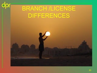 BRANCH /LICENSE
DIFFERENCES

20

 
