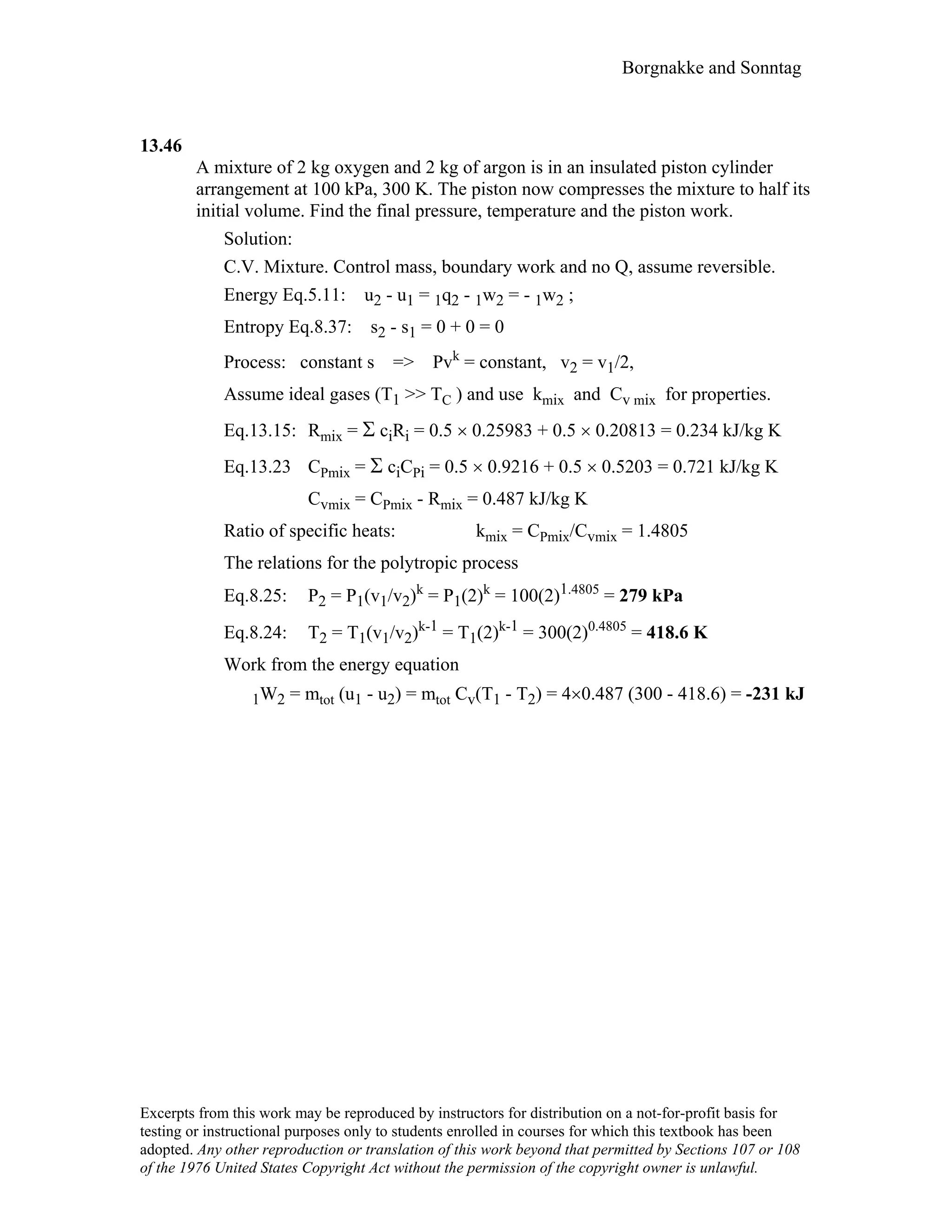 Thermodynamic solutions