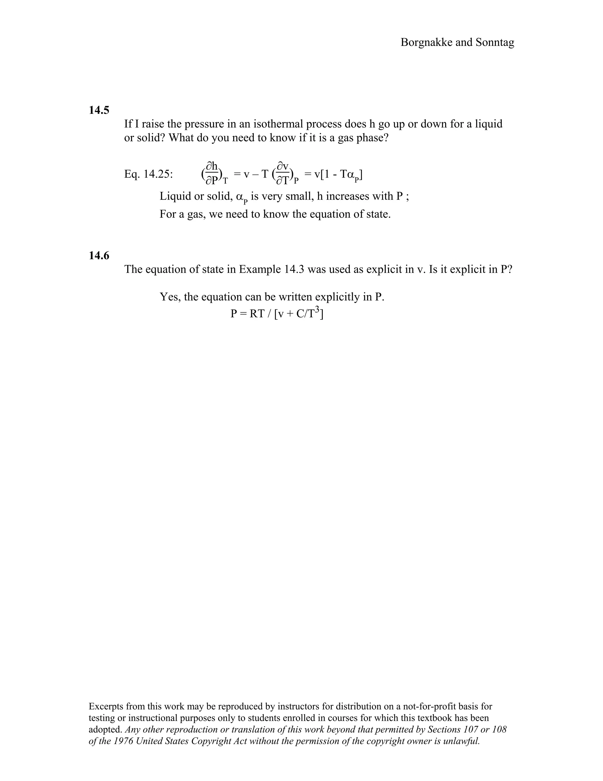 Thermodynamic solutions