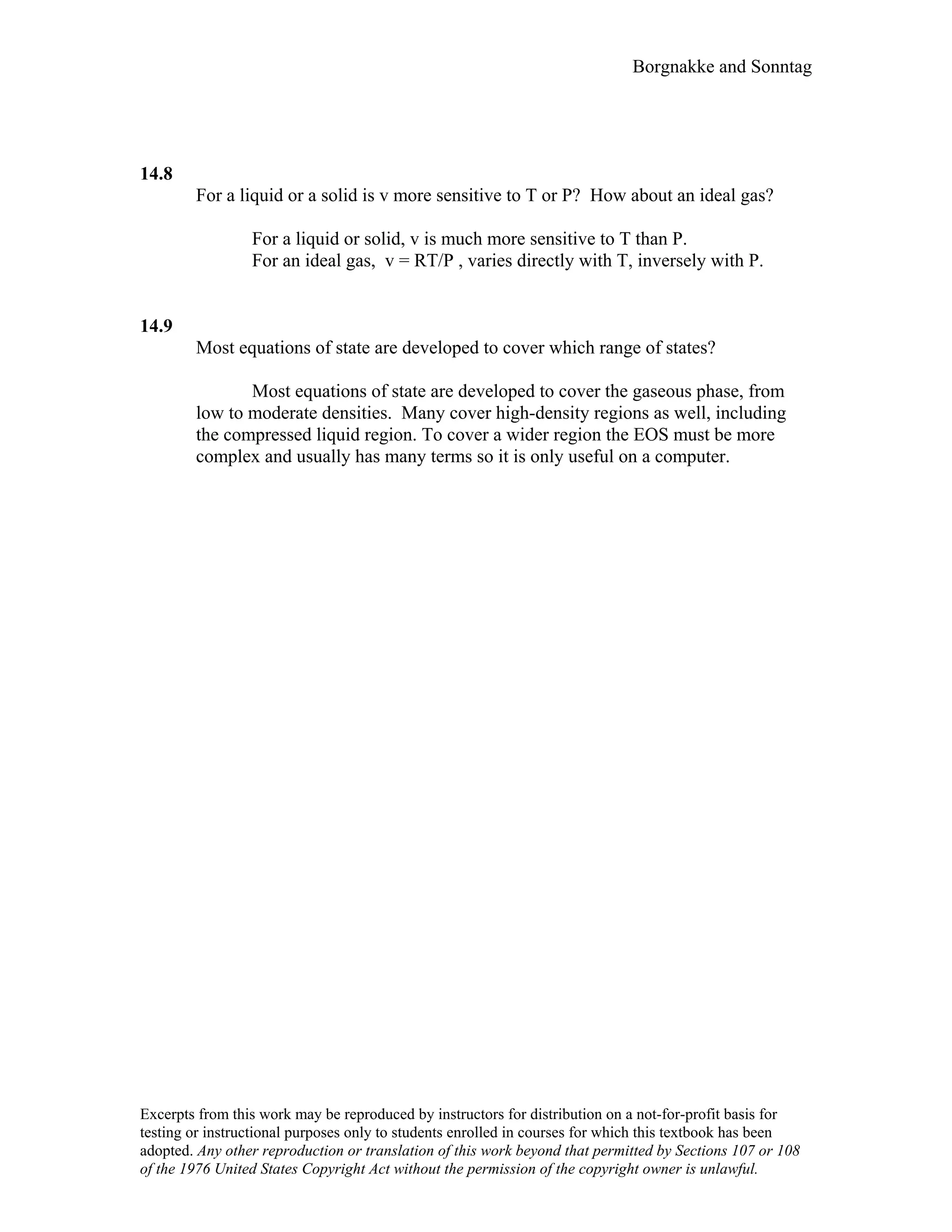Thermodynamic solutions