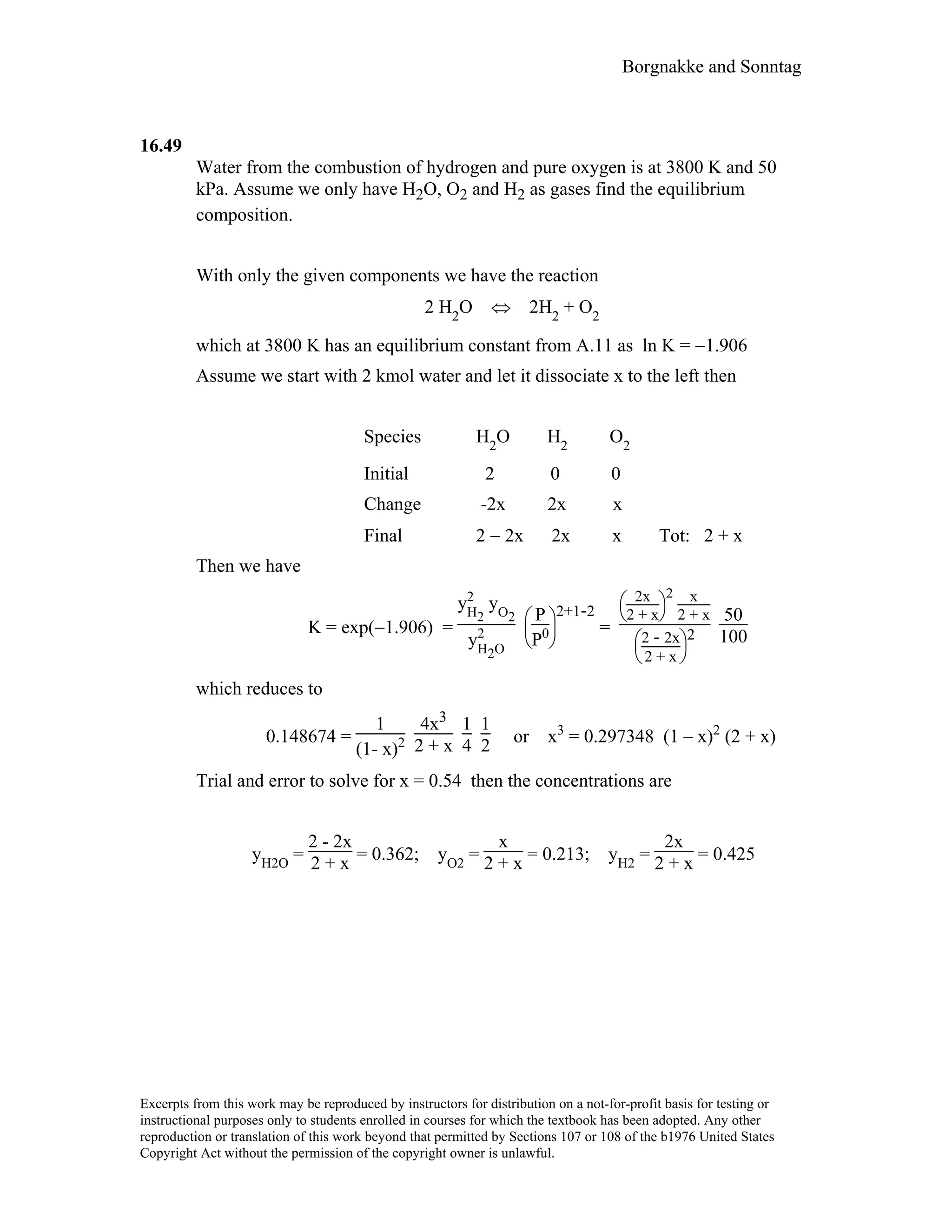 Thermodynamic solutions