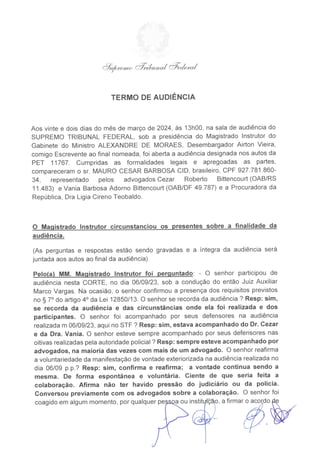 Termo de audiência de Mauro Cid na ìntegra