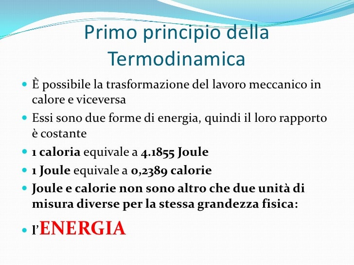 I Tre Principi Della Termodinamica In Sintesi