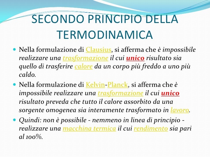 I Tre Principi Della Termodinamica In Sintesi