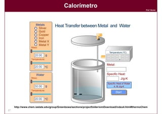 Calorímetro
                                                                                                        Prof. Nunes




     http://www.chem.iastate.edu/group/Greenbowe/sections/projectfolder/simDownload/index4.html#thermoChem
27                                                                                                      DQOI - UFC
 