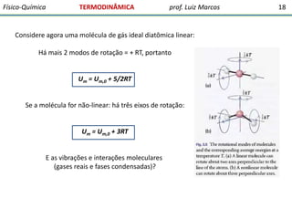 Físico-Química

TERMODINÂMICA

prof. Luiz Marcos

Considere agora uma molécula de gás ideal diatômica linear:

Há mais 2 m...