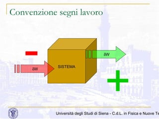 Convenzione segni lavoro

δW

δW
SISTEMA

+

Università degli Studi di Siena - C.d.L. in Fisica e Nuove Te

 