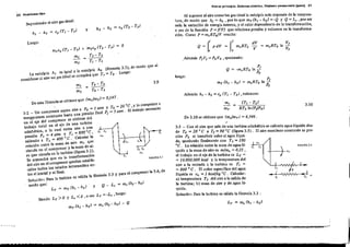 Prlm er prrnclp lo. Slstemas abierto I~ Ré-giml!l n. ~erm:ll n.ente (gases) 21
20 Problemas tipo
SuponiendO el .ire gas ideal: ,
'" _ h3 ~ cp IT, - T..)
y
Al suponer al aire comoIn gas ideal la entalpía solo depende de la tempera-
tura, de modo que hr = ho , por lo que mT Ih¡ - h.) =-Q y Q =L, , porser
nula la variación de energía interna, y el calor dependiente de la transfonnación,
o sea de la función P = f{V) que relacloua presión y volumen en la transforma-
ción, Como P ~ m,RToIV re,ulta:
3.10
1
+--+-"
dV
V
PI
Q ~ -m RT. ln-
~ .... Po
PI
mT (h, - h.) = m,RTo In -
Po
'm, = ......:(-=-T-'-,_-...:T:.:.-=-)~
mT RTo In (PtlPo)
De 3,10 se obtiene qne (mJmT! = 4,346.
Además h, - h. = cp (T, - T.! , entonces:
,Además PfVI =Po Vo , quedando:
3-3 - Con el aire que sale de una turbina adiabátiéa se calienta agua líquida des-
de To = 20 ° C a T, ~ 90 oC (figura 3.3), El aire mantiene constante su pre-
sión P, al transferir calor al agUa líqui-
da, quedando finalmente con T3 =100
oC. La relaCión entre la masa de agUa lí- p¡ TI
'luida y la masa de aire ~ mlm. = 0,25 ,
el trabajo en el eje de la turblna es LT =
= 10.000,000 !<cal y la temperatura del
aire a la entrada a la turbina es T, =
= 800 oC. El calor específico del agUa
líquida es eL =J kcolJkg 'c, Calcular:
a) temperatura T2 del aire a la salida de
la turbina; b) masa de aire y de agUa lí-
quida,
Solución, Para la turbina es válida la fórmula 3.3 :
luego:
3,9
FIGURA 3.~
IJI~2
T,
m,
LT>O y
mT Ih, - h,) ~ m, Ihr - ho) - Q
Siendo
Luego:
IT
_ T3) + 'm,cp IT. - T3) ~ O
mIeS' !
m, T3 - T.
=
m, T, - T,
, h (fórmula 3.s) de modo que al
, . 1a la entalpla o '
La entalplO h, es 19U' lirá que T, '" To . Luego:
considerar al aire un gas ideal se c~mp
m, ~ T, - T,
To - T3
, (m 1m,) ~ O147.
D
t. fórmula se obtIene que ¡ ,
e~ .
' . T - 20 oC y lo com¡mme a
, P - J "1m Y o - , '0
3.2 _ Un compresor aspira arre a o,~ fi 1 P ~ 3"tm, ,El trabajo necesan
tante hasta una presl0n 1I1a f
temperatura coas ' d I
1
, . del compresor se obllene e
en e eje turblna
trabajo total en el eje de una
adiabática, a la cual entraT :u~o~ ~~a Pr r!
.. n P = 4 atm Y ,- ,
preslO, 'T _ 400 ° C 'Calcular la
saliendo a. 2 - . . ue
relación entre la masa de aue medCl .
circula en el compre,or Yla masa ;~-
re que circula en la tmblna (figUra ',,'
Se supondrá que en la transformaclon
del aire en el compresor quedan e~table-
cldos todos los estados intermedIos en-
tre ellniclal Yel rmal, • . • la 3 3 Y para el compresor la 3,4, de
Soluc!ón: Fa," ia turbina es valida la formu .
, modo que: ) y Q _ L, = m, Ihf - ho)
, LT = mT (h, - 11,
L, <O, o ,ea L T =-L, , luego:
"'------"---;-; AS;;W:;:a:;
_ _IIÍIIIIIIiIIIII_ _IIIIIIII.-...._ililiilllíiliililililllllliilililiilliiiiiiilllllliiillliiiliiliiiiiillliil_ _IiiiiiIiiiiI ...........W
 