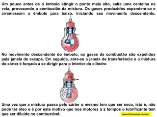  O cálculo de rendimento para esses motores incluem as capacidades térmicas, pressão, volume, taxa de compressão, entre outros parâmetros. Para motores Otto, o rendimento real situa-se entre 22 a 30%, enquanto que para os motores Diesel situa-se na faixa de 30 a 38%. As perdas térmicas se devem aos gases que escapam a altas temperaturas, à troca de calor entre o motor e o meio ambiente feita pelo sistema de refrigeração e ao atrito entre as peças.www.fisicaatual.com.br