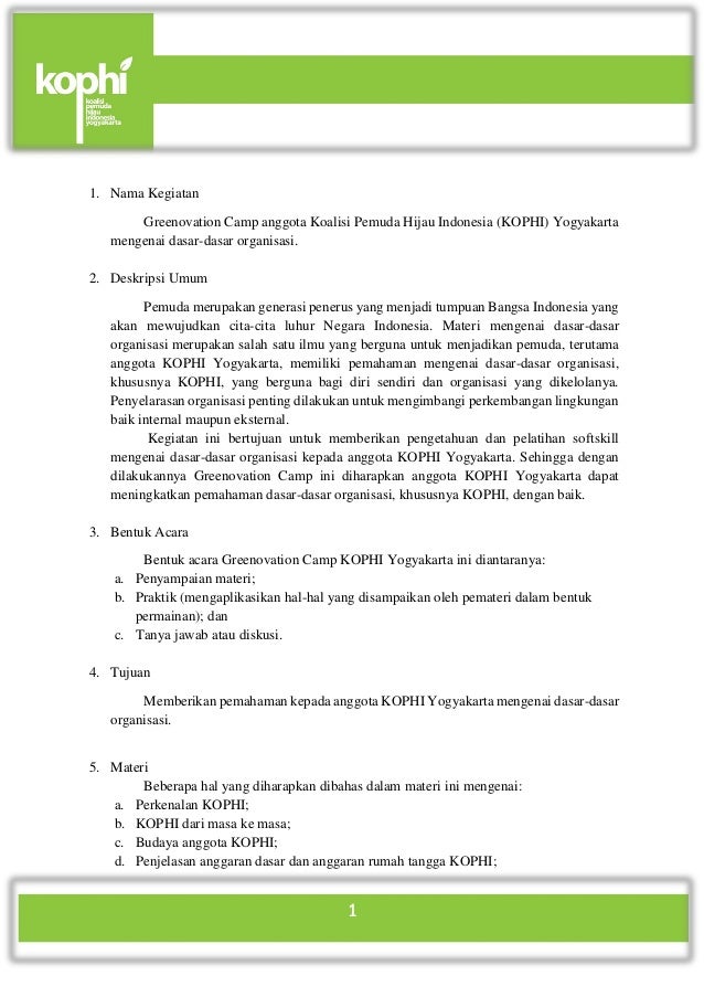 Term of reference kophi dasar dasar organisasi Term of reference kophi dasar dasar organisasi