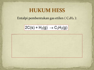 Entalpi pembentukan gas etilen ( C2H2 ):
 