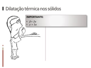 Dilataçãotérmicanossólidos
R.9 Uma barra apresenta, a 10 °C,
comprimento de 90 m, sendo feita de um
material cujo coeficiente de dilatação linear
médio vale 19.10
-6
ºC
-1
. A barra é aquecida
até 20 °C. Determine:
a) a dilatação ocorrida;
b) a dilatação relativa, expressa em
porcentagem;
c) o comprimento final da barra.
R.11 O gráfico mostra como varia o
comprimento de uma barra metálica em
função da temperatura.
a) Determine o coeficiente de dilatação linear
médio do metal, no intervalo de temperatura
considerado.
b) Considerando que o gráfico continue com
as mesmas características para θ > 40ºC,
determine o comprimento da barra a 70 °C.
Exercícios página 54: 22-23 e 25
 