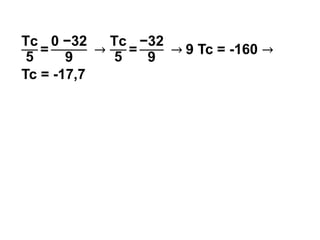 Tc
5
=
0 −32
9
→
Tc
5
=
−32
9
→ 9 Tc = -160 →
Tc = -17,7
 