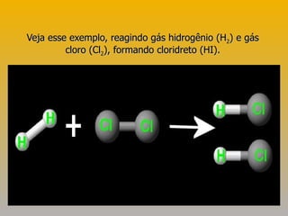 Veja esse exemplo, reagindo gás hidrogênio (H 2 ) e gás cloro (Cl 2 ), formando cloridreto (HI). 