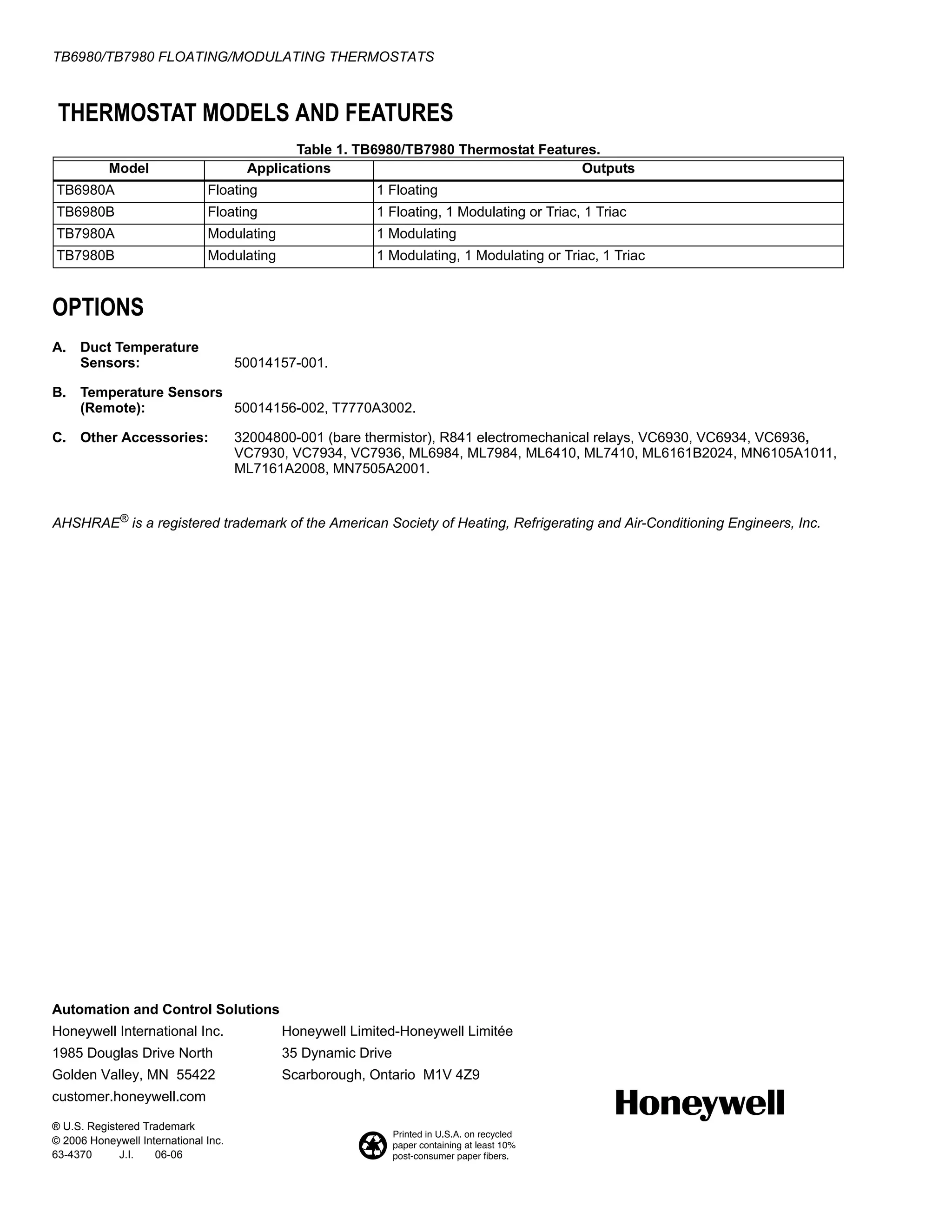 Termostato honeywellguide specification PDF
