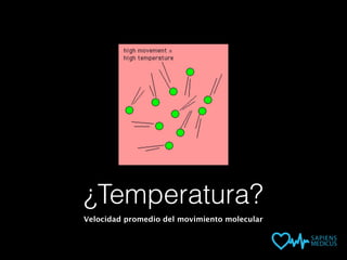 ¿Temperatura?
Velocidad promedio del movimiento molecular
 