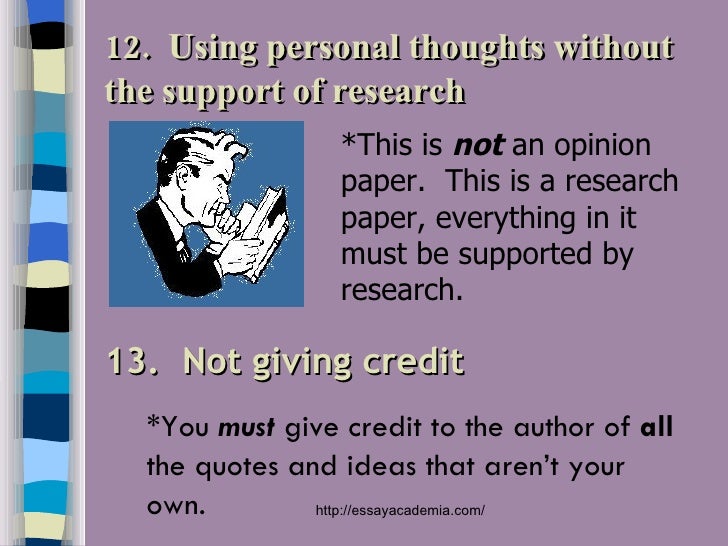Personal opinions in research papers