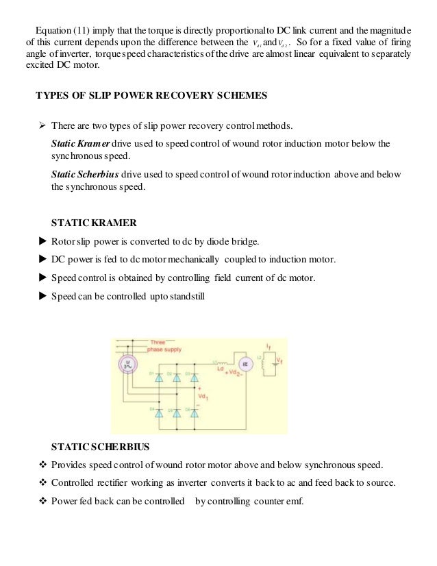 analysis of induction motor drive using slip power recovery scheme