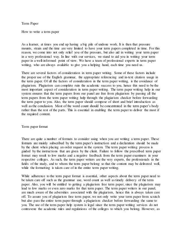 Term papers writing job